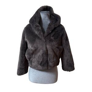 Zara Girls Faux Fur Hooded Jacket Size 8-9